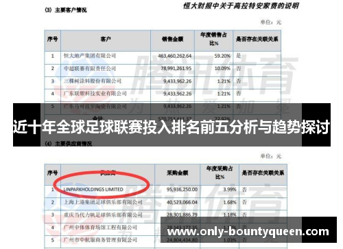 近十年全球足球联赛投入排名前五分析与趋势探讨 近十年全球足球联赛投入排名前五分析与趋势探讨